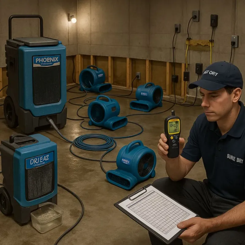 Structural Drying and Dehumidification process in City of Suffolk, VA